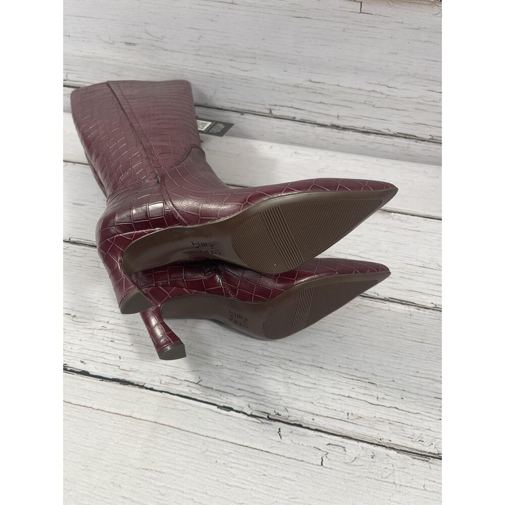 Naturalizer Emily Boots Womens Size 8W Cranberry Red Leather Knee High Stiletto - Picture 10 of 16